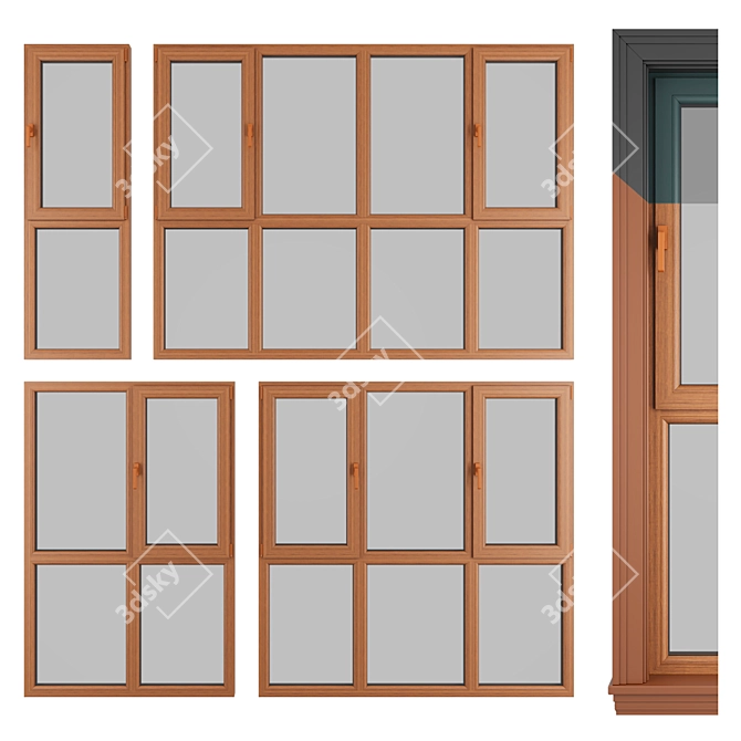 PVC Pimapen Windows & Trim 3D model image 1