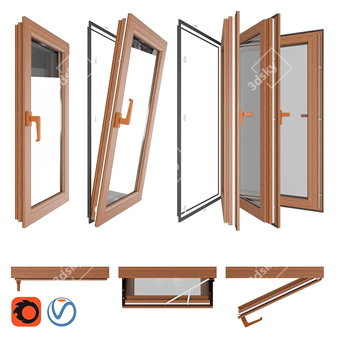 PVC Pimapen Windows & Trim 3D model image 2