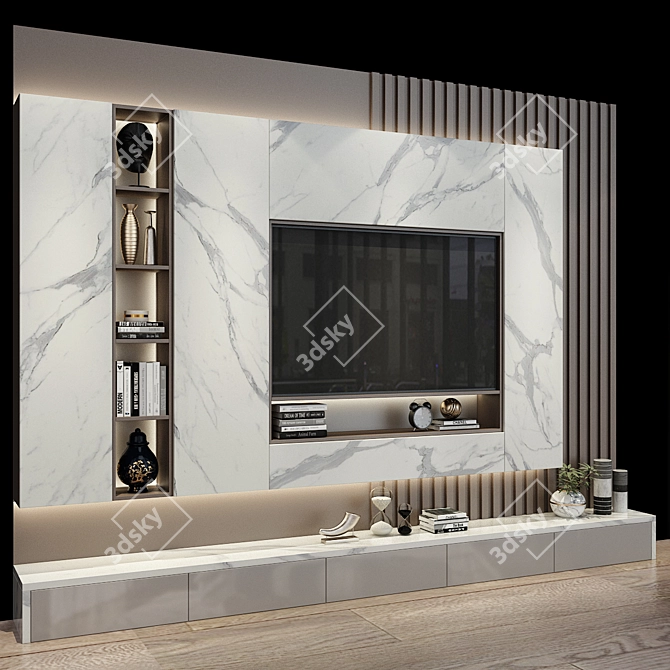 Sleek TV Wall Set: Modern & Stylish 3D model image 3