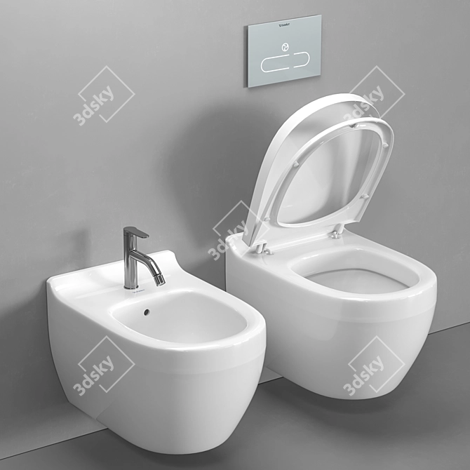 Title: Duravit Starck 3 Wall-Hung Toilet & Bidet Set 3D model image 4