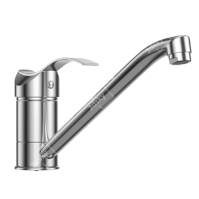 Sleek Chrome Faucet 3D model image 4