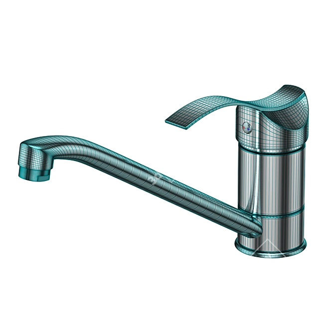Sleek Chrome Faucet 3D model image 6