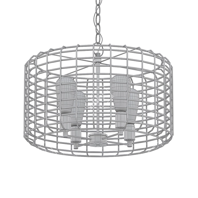 Lynden 4-Light Drum Chandelier 3D model image 2