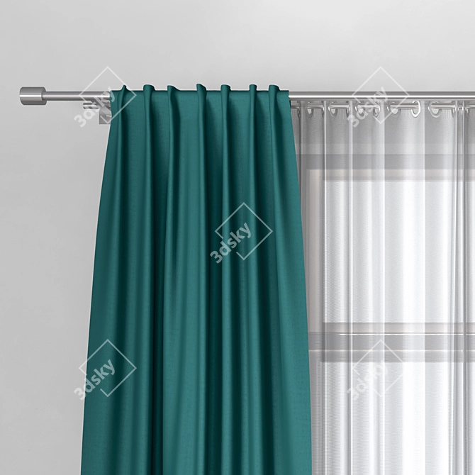 Adjustable Brushed Steel Curtain Rod 3D model image 4