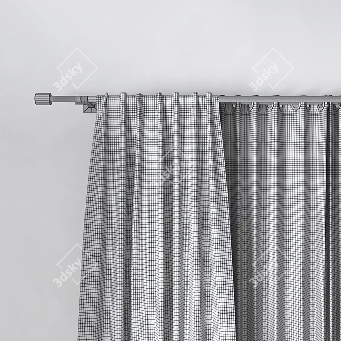 Adjustable Brushed Steel Curtain Rod 3D model image 5