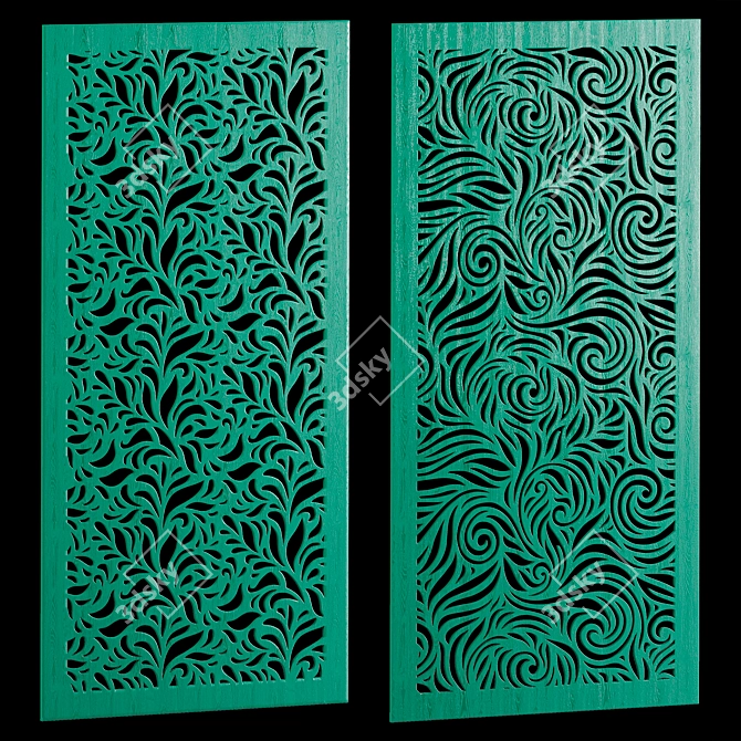 Elegant Carved Decor Panels 3D model image 1