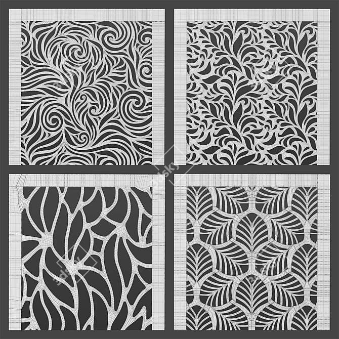 Elegant Carved Decor Panels 3D model image 3
