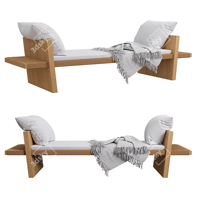 Elegant Euclid Oak Daybed 3D model image 1