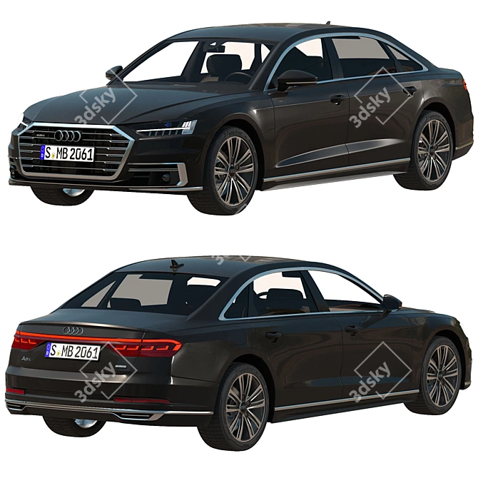 Luxurious Audi A8 Long: Elegant and Powerful 3D model image 1