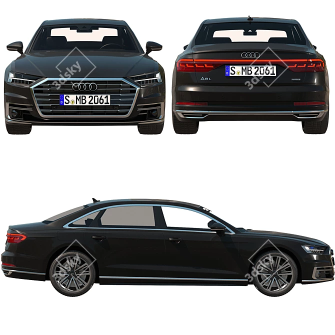 Luxurious Audi A8 Long: Elegant and Powerful 3D model image 2