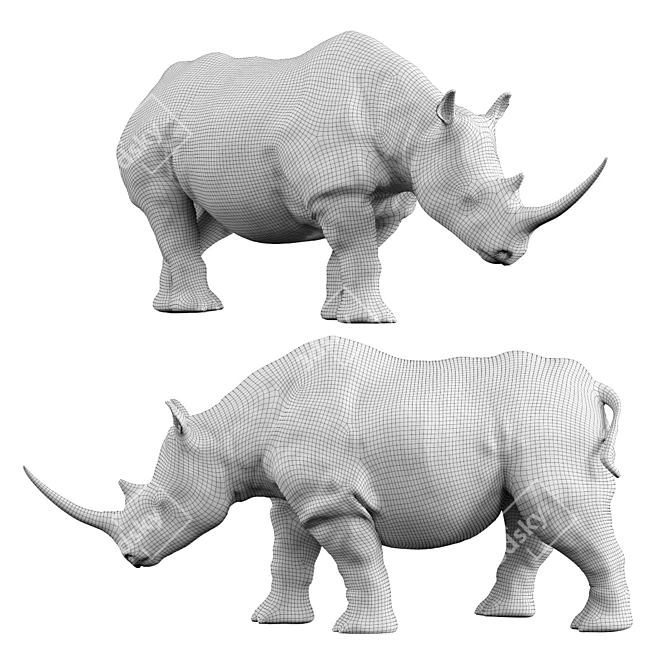 Colorful Rhino Figurine 26cm 3D model image 2