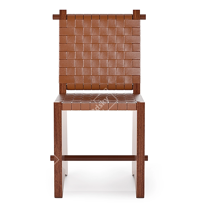 Elegant Redwood and Leather Chair 3D model image 2