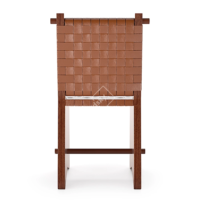 Elegant Redwood and Leather Chair 3D model image 3