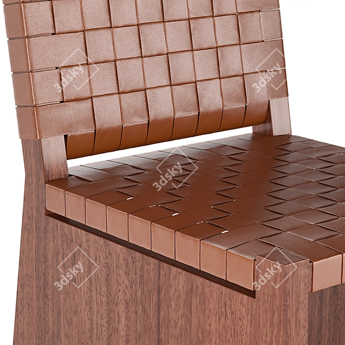 Elegant Redwood and Leather Chair 3D model image 5