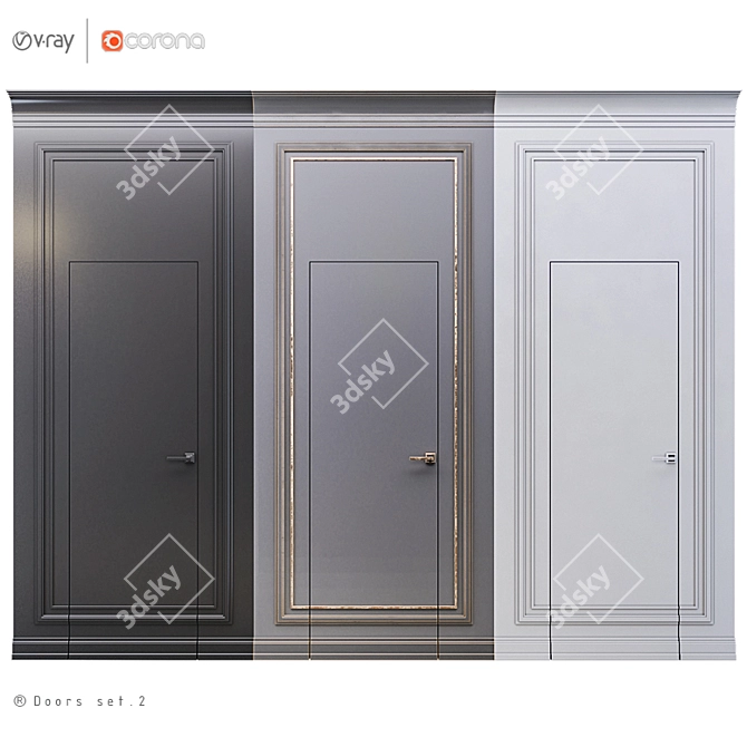 Hidden Wall Door Set 3D model image 2