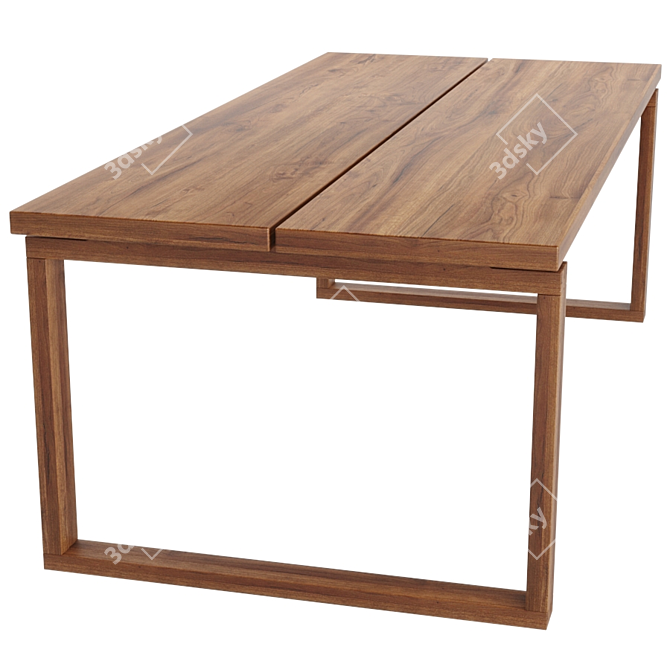 MORBI Long Oak Dining Table 3D model image 3
