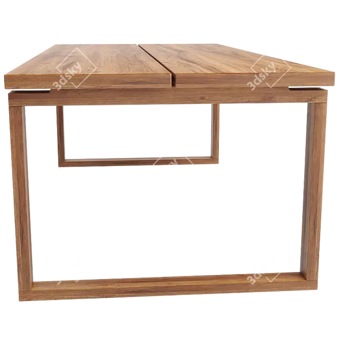 MORBI Long Oak Dining Table 3D model image 4