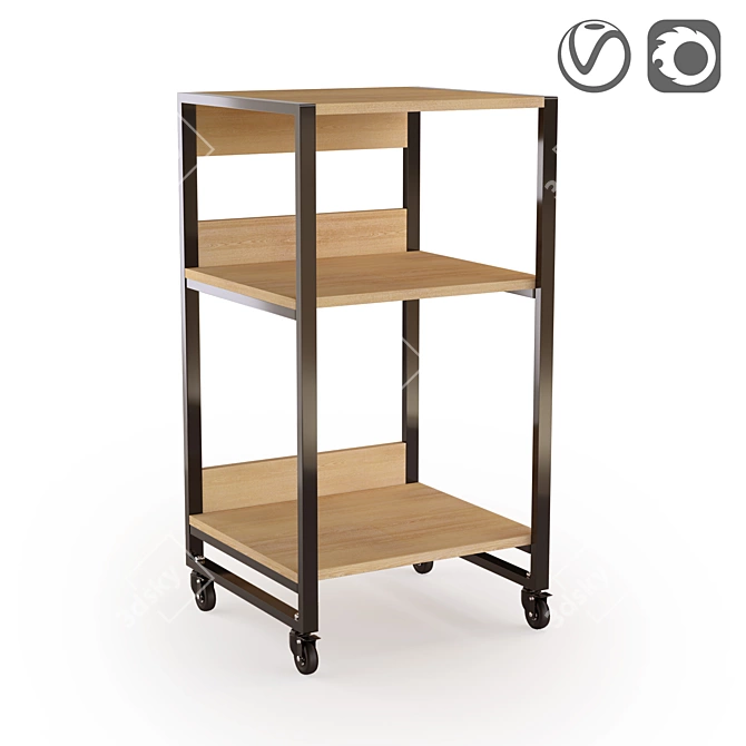 Hiba Rolling Bookcase - Functional and Stylish 3D model image 1