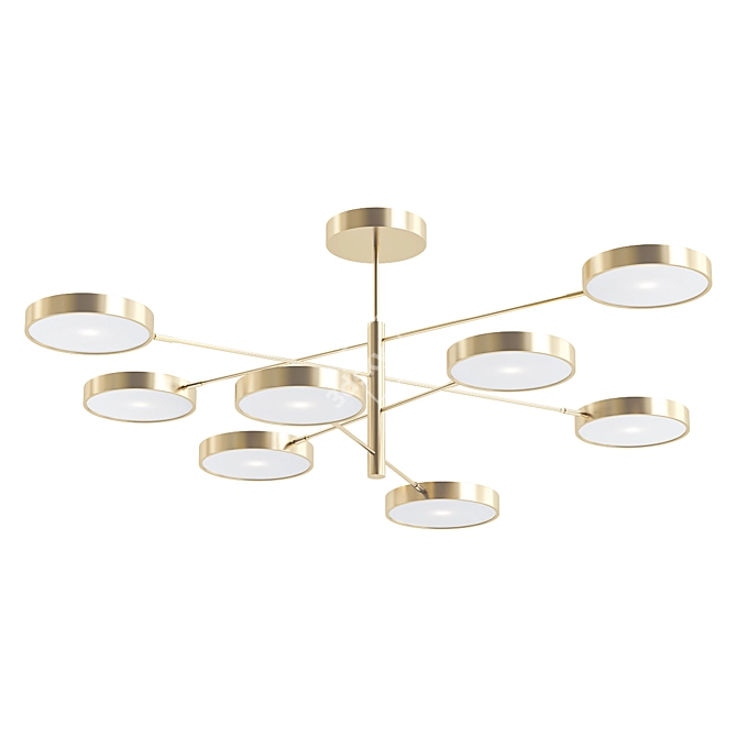 Orbitale Brass Chandelier: 8 Rotating Arms 3D model image 1