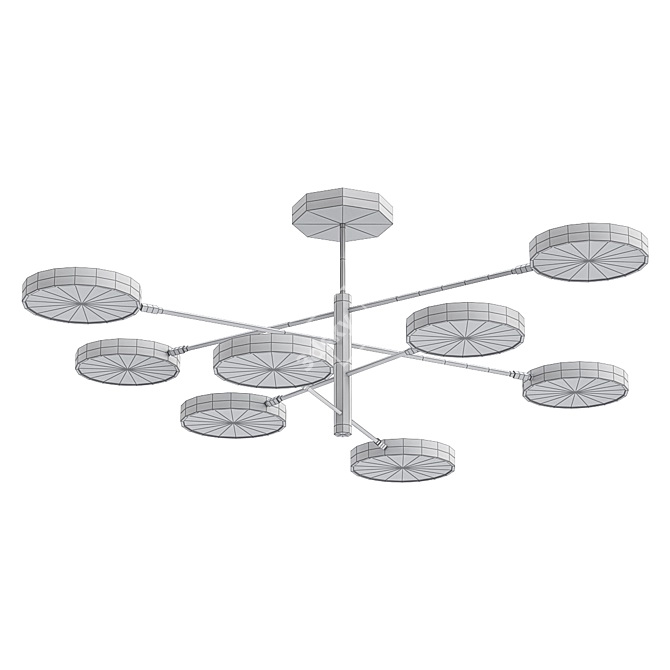 Orbitale Brass Chandelier: 8 Rotating Arms 3D model image 2