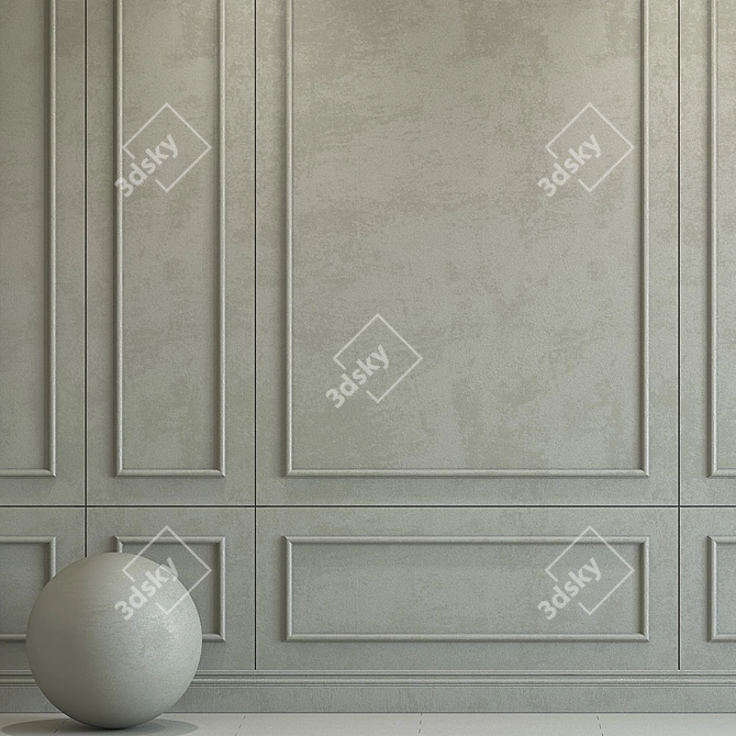 Elegant Plaster Molding - Shade SW 7018 3D model image 2