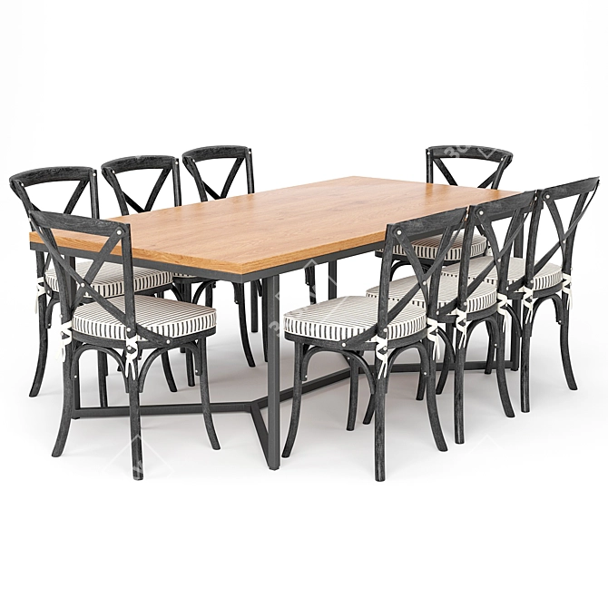 Modern Farmhouse Dining Set 3D model image 1