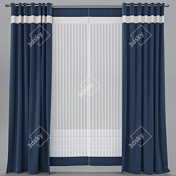 Versatile Curtains: Customizable Colors, Mesh Retopology 3D model image 1