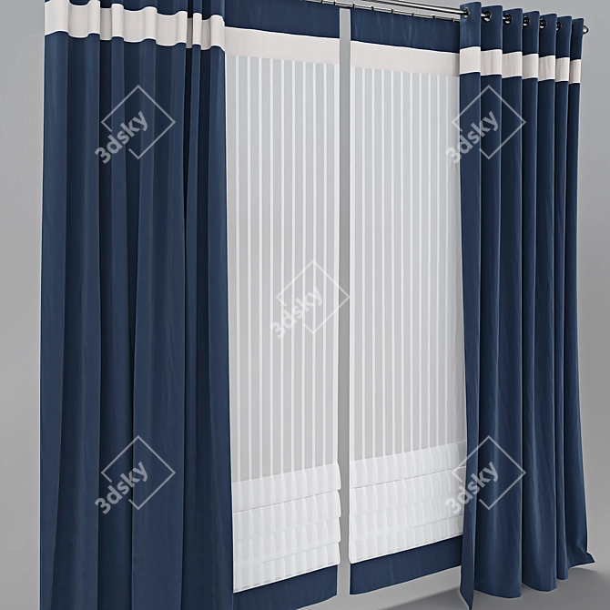 Versatile Curtains: Customizable Colors, Mesh Retopology 3D model image 2