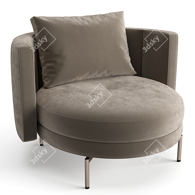 Minotti Torii Large Armchair: Stylish & Swivel 3D model image 2