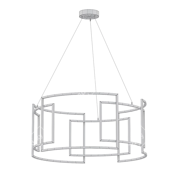 Elegant Black LED Drum Chandelier 3D model image 2