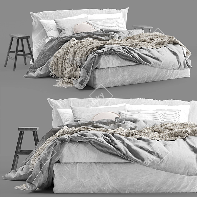 Hale Mercantile Co Linen Dream Bed 3D model image 1