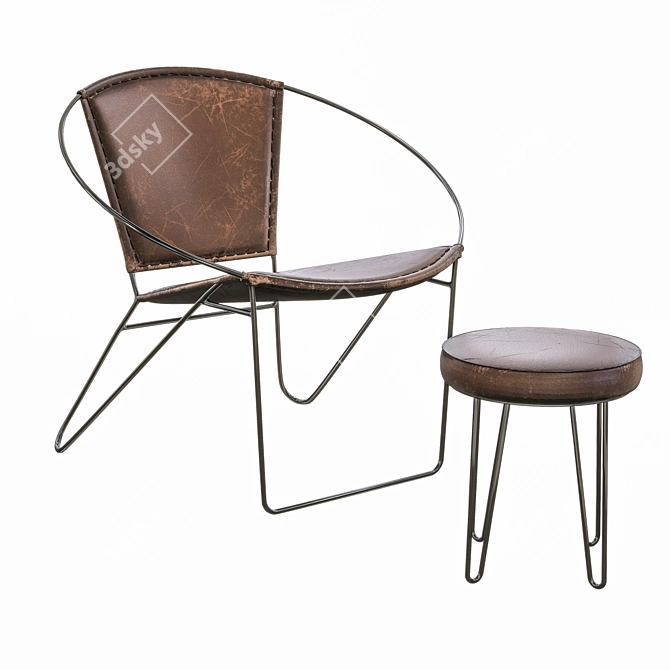 Vintage Jones Poltrona Lounge Chair 3D model image 3