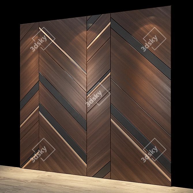 Sleek Wood Panel 35 3D model image 3