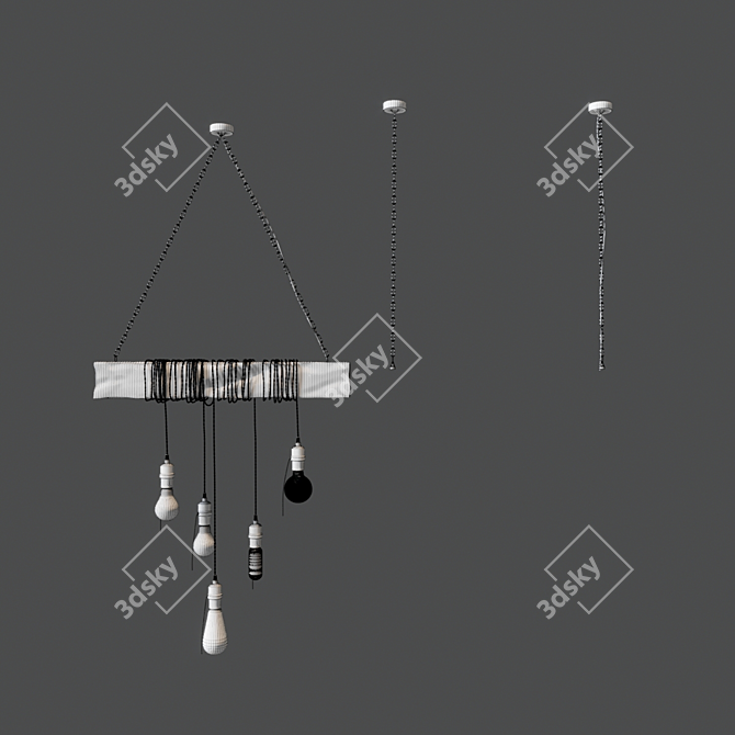 Handcrafted Wooden Pendant Light 3D model image 5