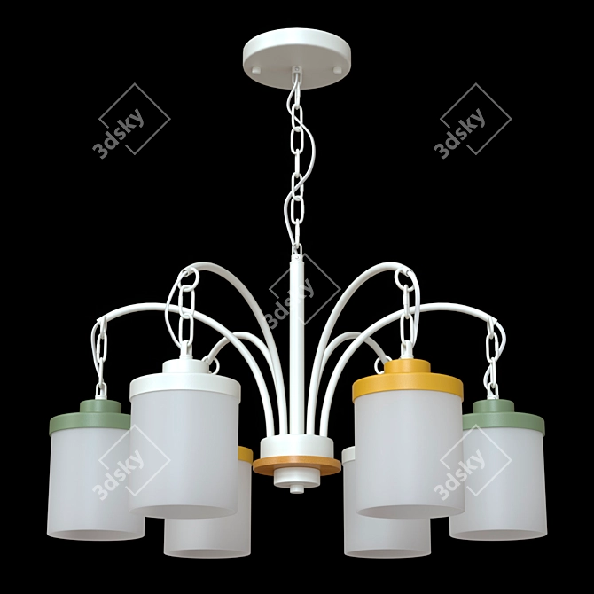 Colorful Metal and Glass Hanging Chandelier 3D model image 5