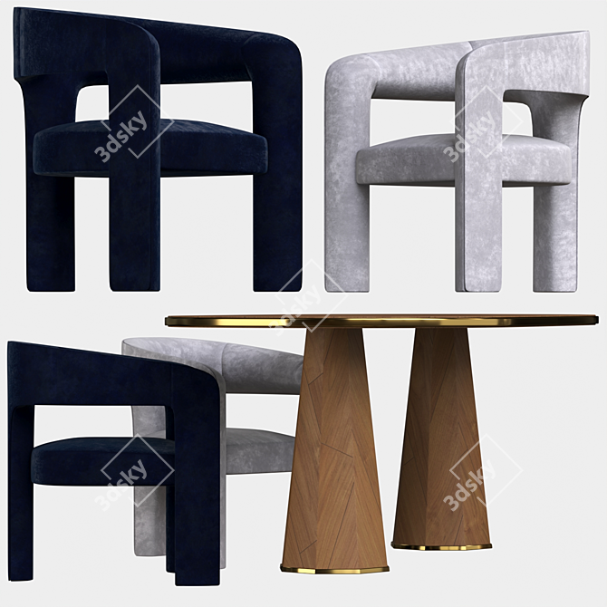 Quillen Marquetry Double Pedestal Dining Table 3D model image 1