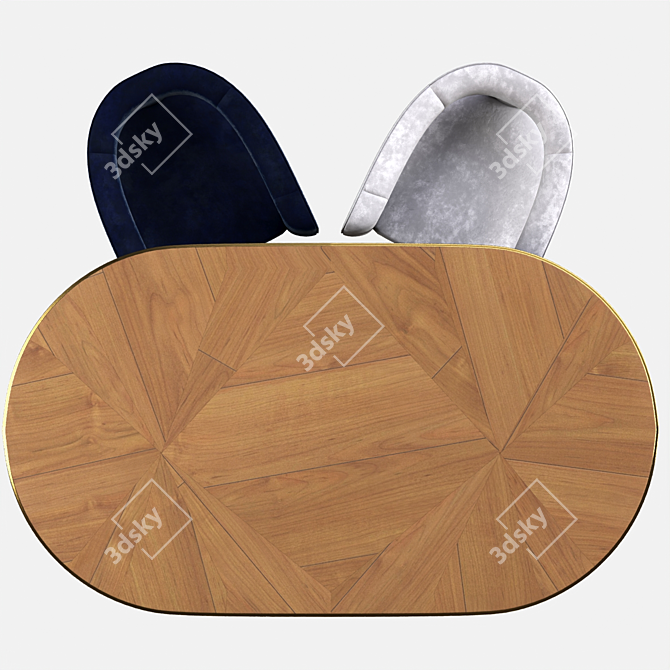 Quillen Marquetry Double Pedestal Dining Table 3D model image 3