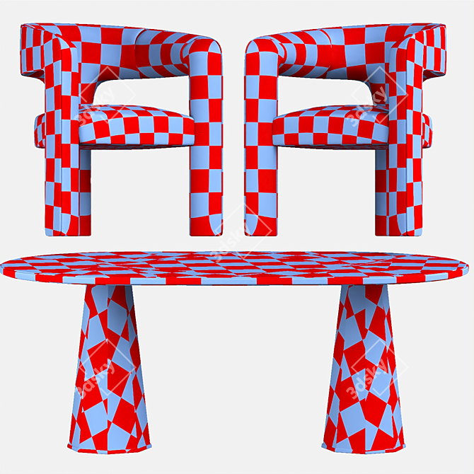 Quillen Marquetry Double Pedestal Dining Table 3D model image 5