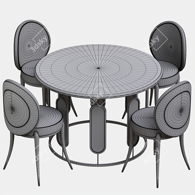 Modern Dine Set with Chairs 3D model image 3