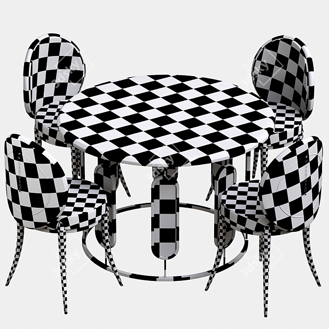 Modern Dine Set with Chairs 3D model image 4