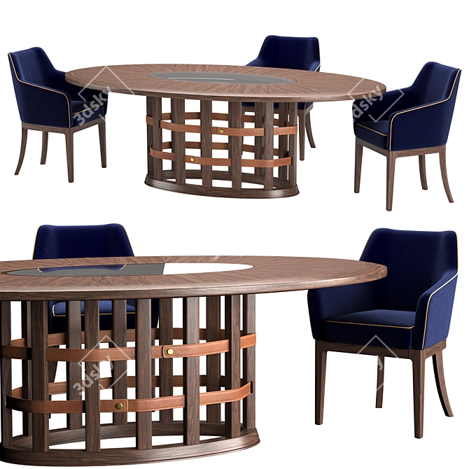 Grilli Harris Oval Dining Set 3D model image 1