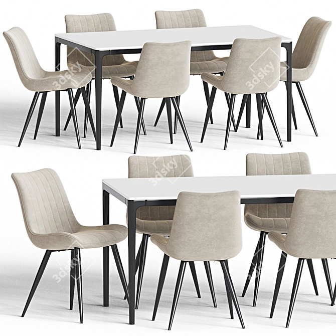 Modern Dining Set 108 with Vray and Corona Render 3D model image 1