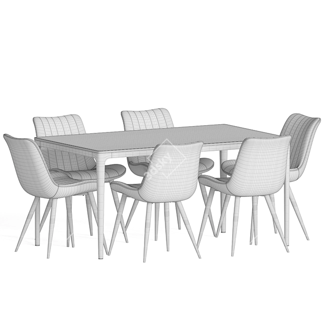 Modern Dining Set 108 with Vray and Corona Render 3D model image 3