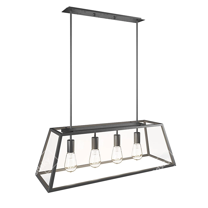 Rustic Charm 4-Light Chandelier 3D model image 2