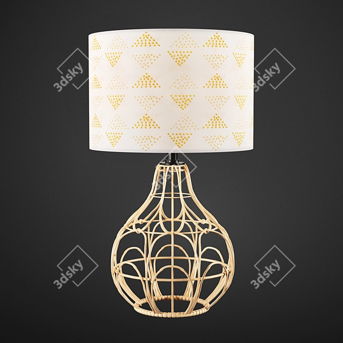 Pretty Pink Rattan Table Lamp 3D model image 1