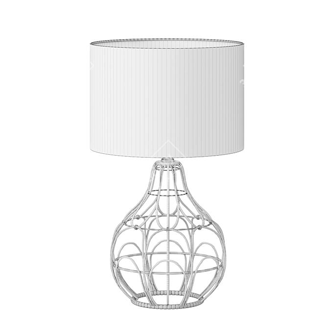 Pretty Pink Rattan Table Lamp 3D model image 3