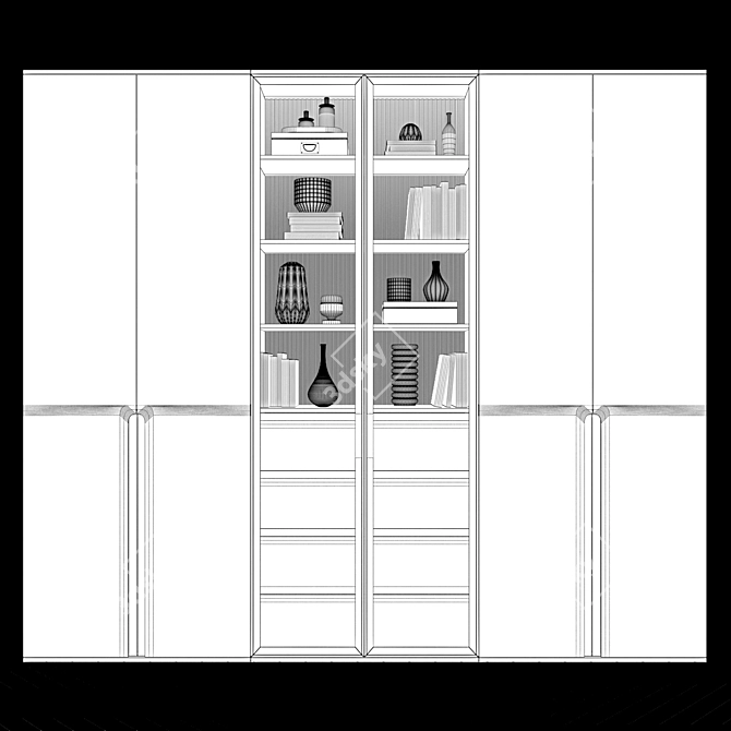 Modern Fusion Wardrobe 3D model image 2