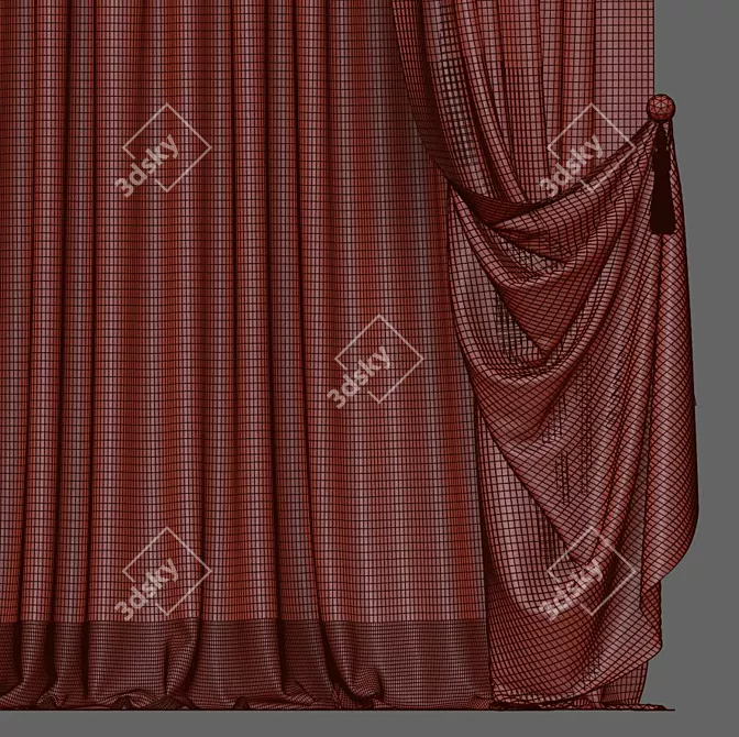 Stylish Drapery: Curtain 885 3D model image 3