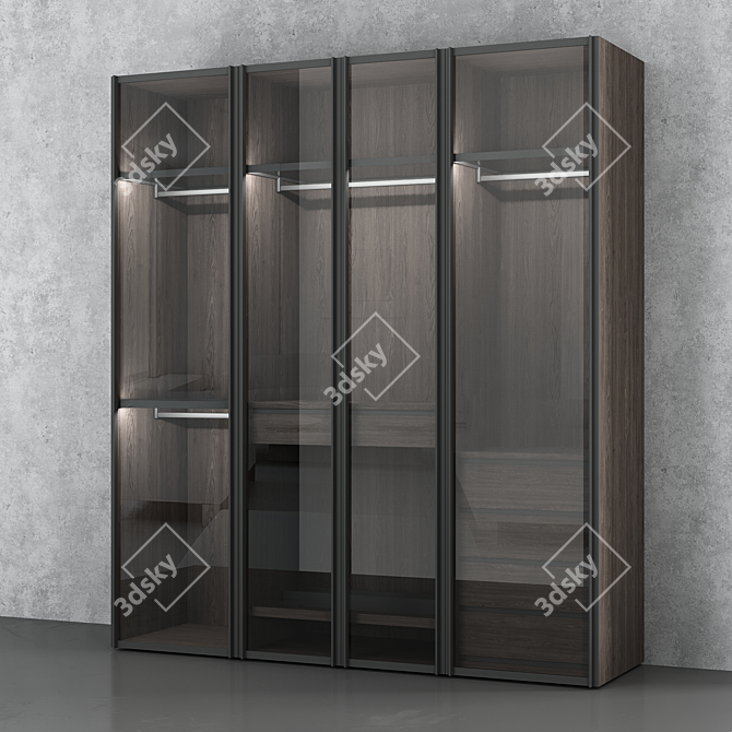 Elegant Italian Glass Wardrobe: Scrigno by Sangiacomo 3D model image 1