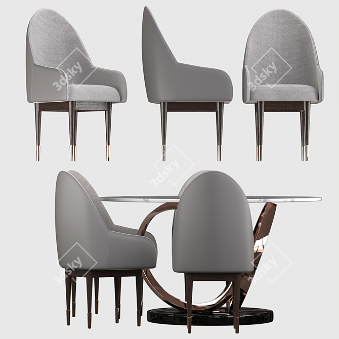 Elegant Cassie Marble Dining Table 3D model image 2